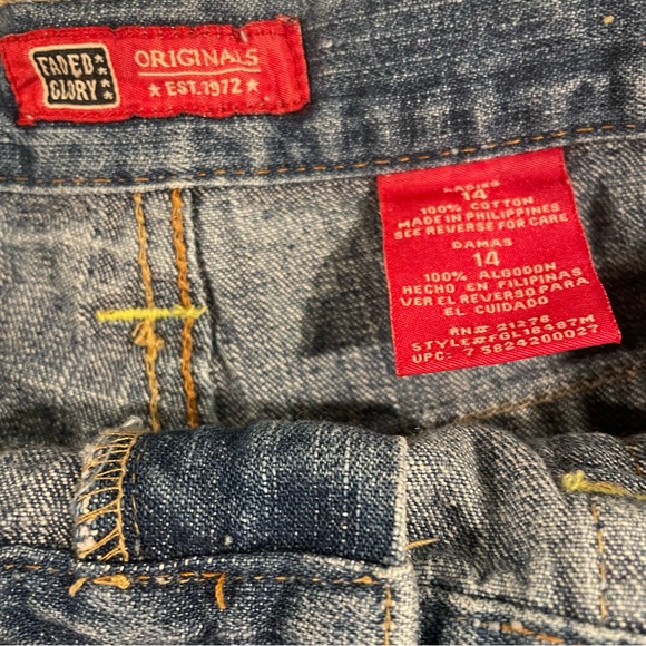 Vtg Faded Glory Blue Denim Jean Shorts Y2K Womens 14 Retro Mom High Rise Cotton - Picture 3 of 8